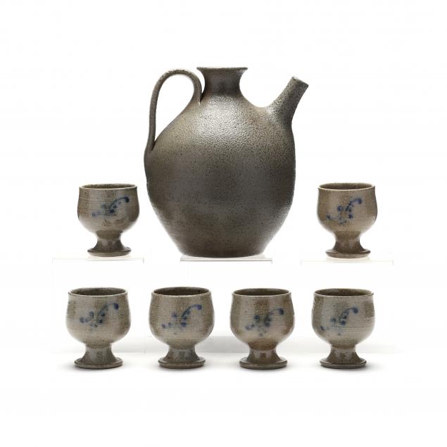 WINE EWER AND SIX CUPS, JUGTOWN,
