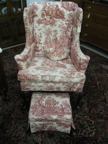 Wing Back Chair and Footstool