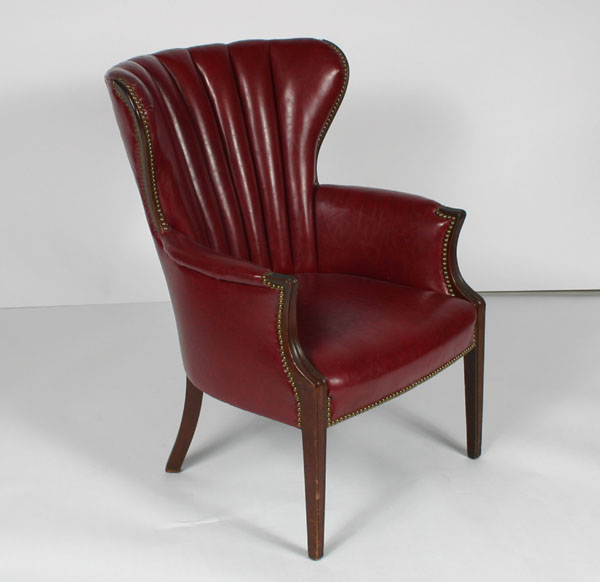 Wing back chair, Deco styling; wood