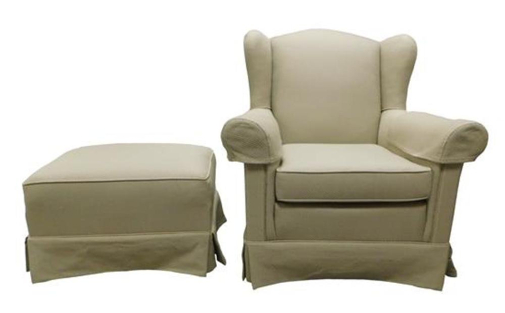 WING CHAIR AND COMPANION STOOL WITH