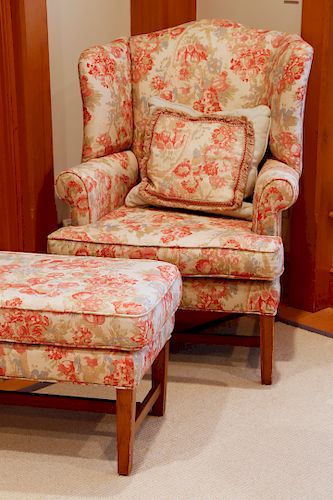 WING CHAIR AND OTTOMAN
