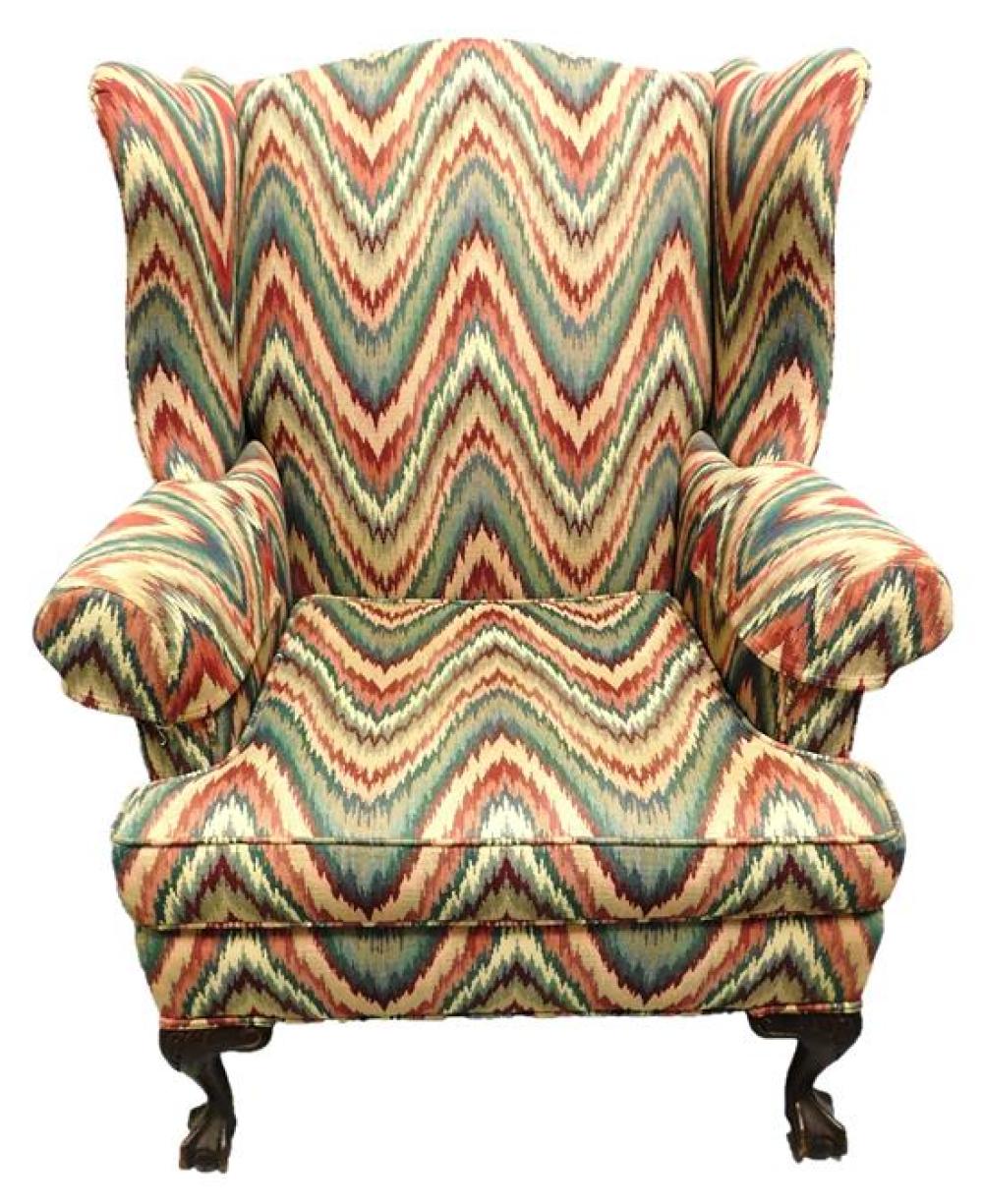 WING CHAIR, CHIPPENDALE STYLE,