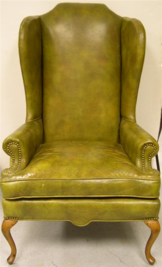 Wing chair  leather upholstery in