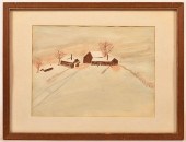 WINTER FARMSTEAD WATERCOLOR ON