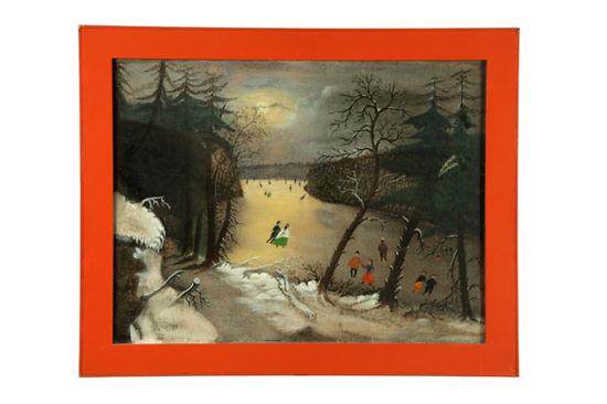 WINTER SCENE WITH ICE SKATERS