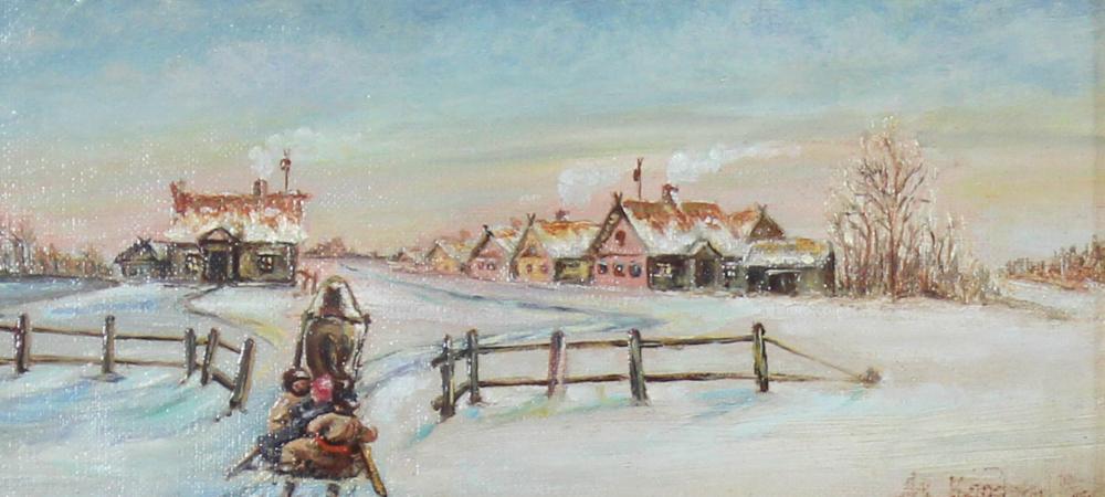 WINTER VILLAGE, OIL ON CANVASWINTER
