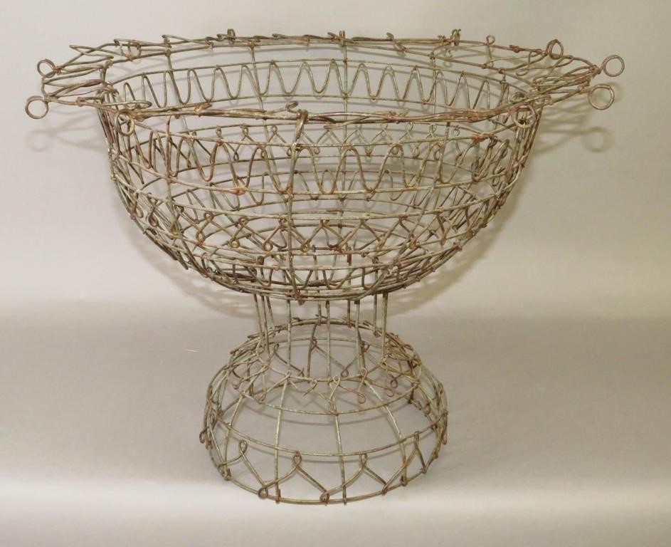 WIREWORK FOOTED PLANT URN BASKETca.