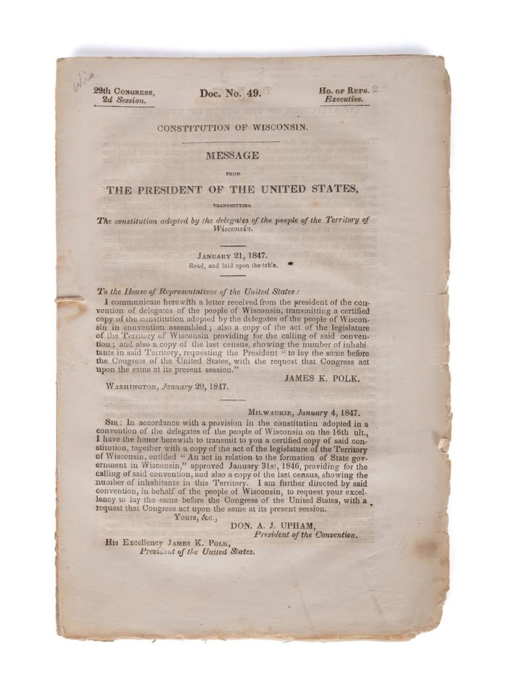 WISCONSIN CONSTITUTION, FIRST