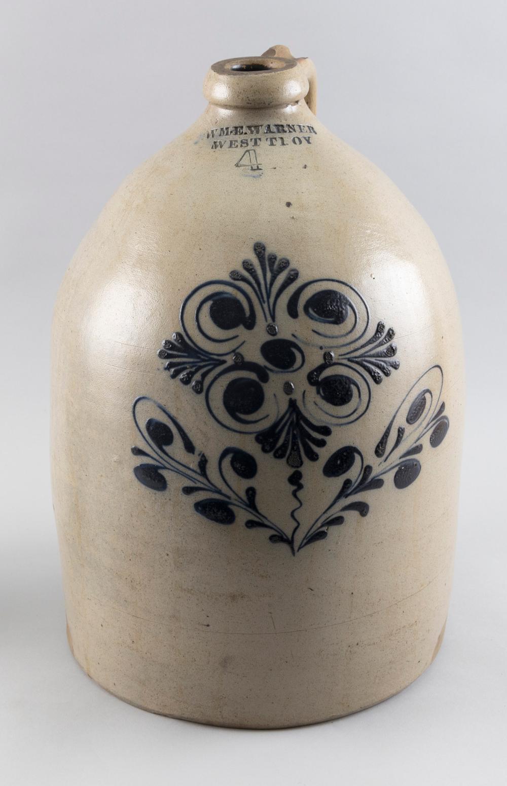 WM. E. WARNER FOUR-GALLON STONEWARE