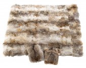 WOLF FUR BLANKET & PAIR OF PIL
