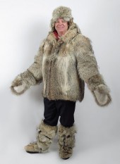 WOLF FUR PARKA MUKLUKS MITTENS