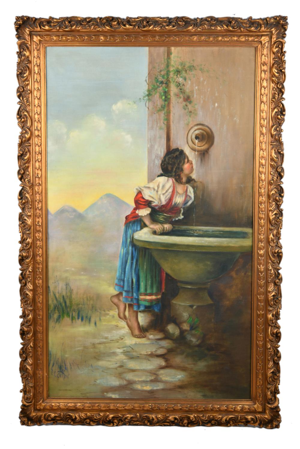 WOMAN AT THE FOUNTAINoil on canvas,