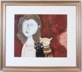 WOMAN WITH ANTHROPOMORPHIC CAT