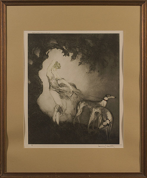 Woman with Dogs by Louis Icart