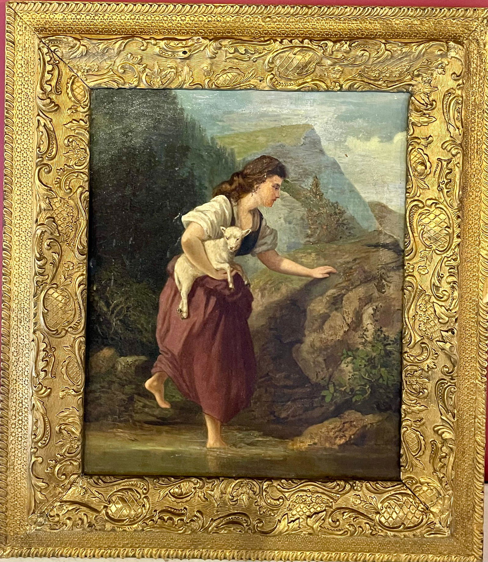 WOMAN WITH SHEEP OIL ON