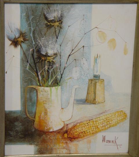 Wonink, o/c, table top still life