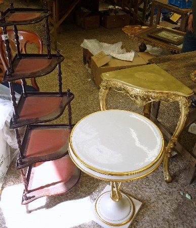 Wood 5 tier Whatnot Brass Table and