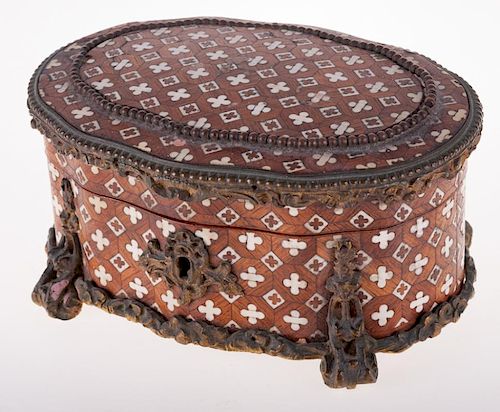 WOOD AND BONE PARQUETRY INLAID