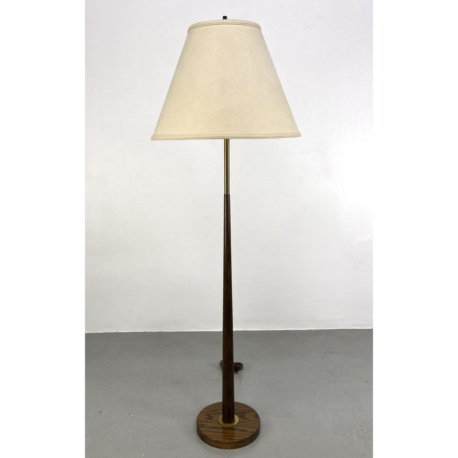 Wood And Brass Modernist Floor Lamp