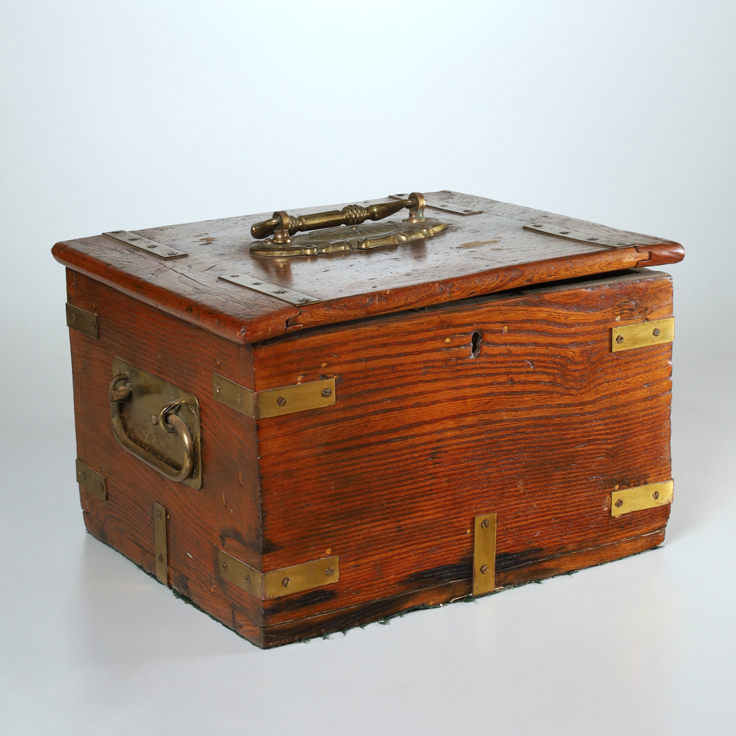 WOOD AND BRASS STRONGBOX Brass