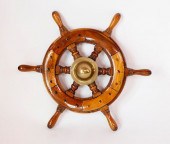 WOOD AND BRASS YACHT WHEELWood