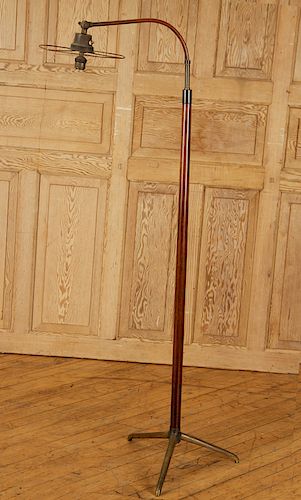 WOOD AND BRONZE FLOOR LAMP