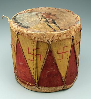 Wood and deer hide drum, bentwood