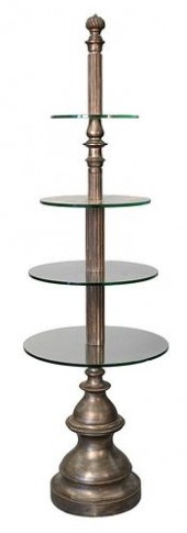 WOOD AND GLASS ETAGERE/DUMBWAI