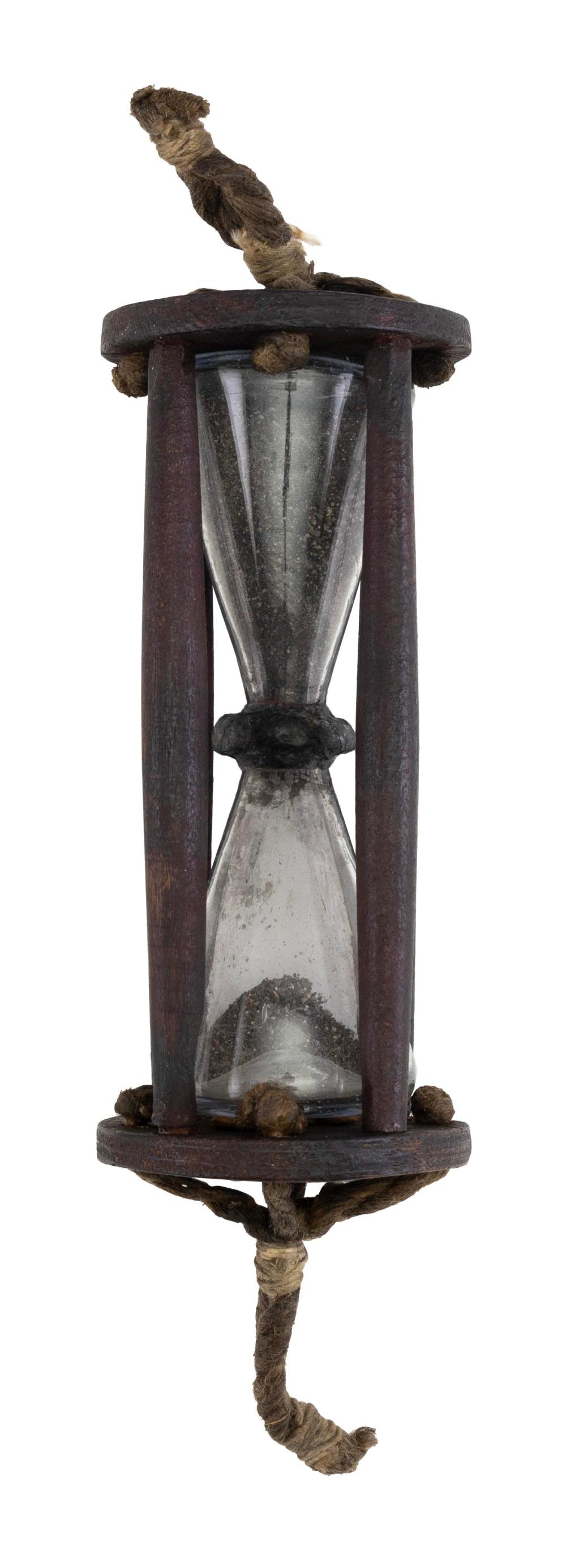 WOOD AND GLASS HOURGLASS LATE