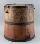 WOOD AND IRON KEROSENE FIRKIN