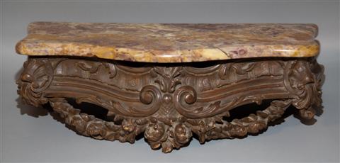 WOOD AND MARBLE CORNER WALL SHELF