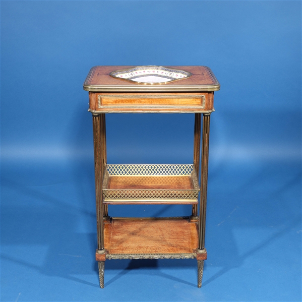 Wood and metal side table with gilt