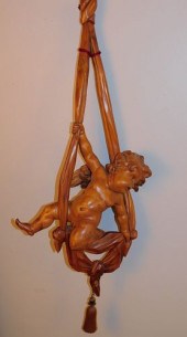 WOOD ANGEL WALL PLAQUEOld carv