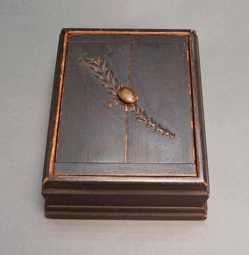 WOOD BIBLE BOX, TWO NEEDLEPOINT