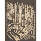 Wood block print, "Lynching",