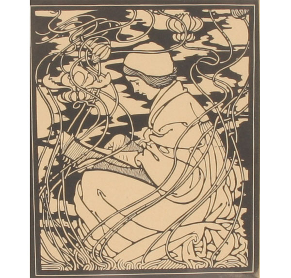 Wood block print, "The Studio",