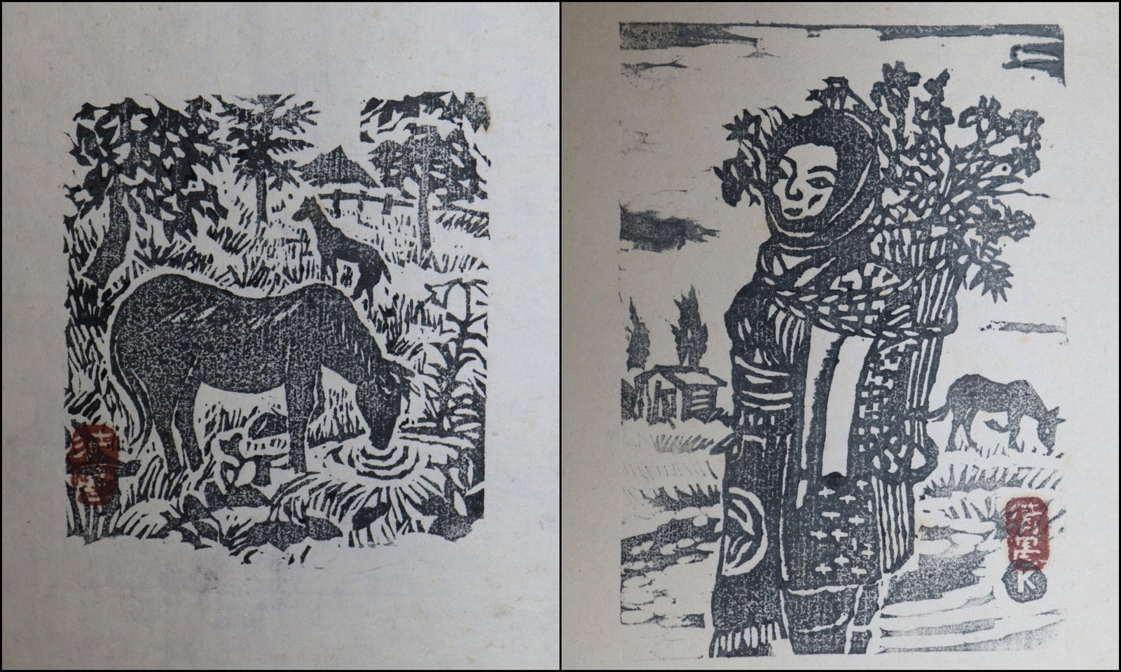 WOOD BLOCK PRINTS ON PAPER, STYLE