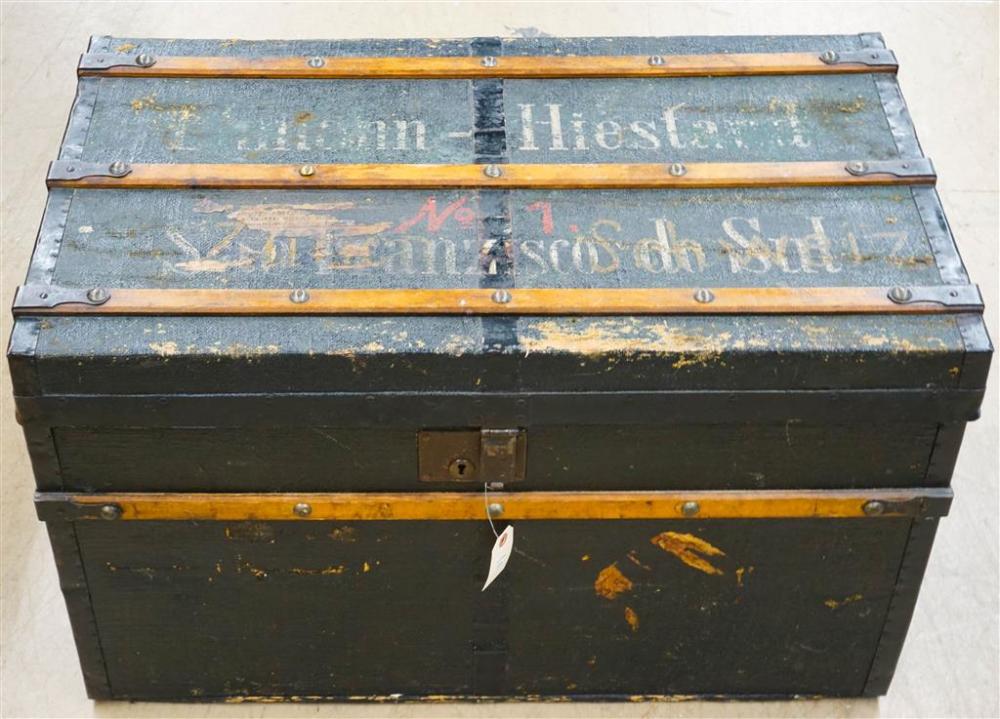 WOOD BOUND PACKING TRUNK WITH
