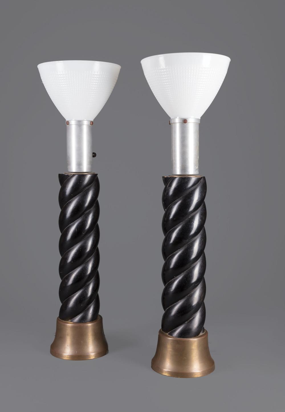 WOOD, BRASS AND ALUMINUM LAMPS,