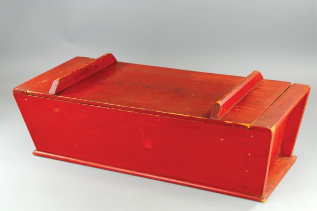 WOOD BREAD BOX Painted in red