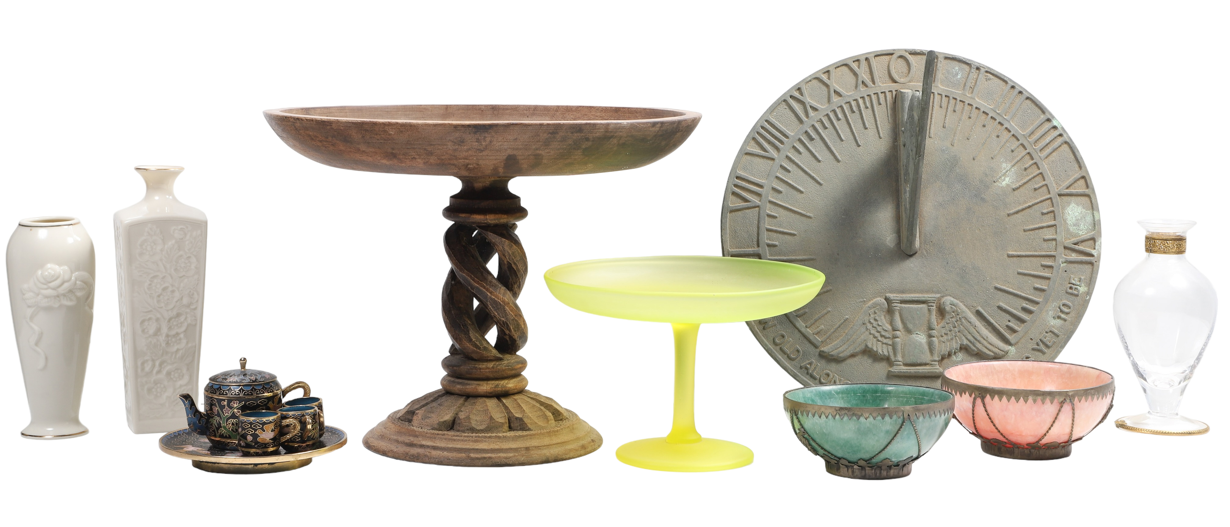 Wood carved compote, stone