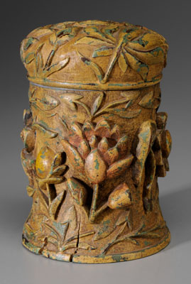 Wood Carved Tea Canister late