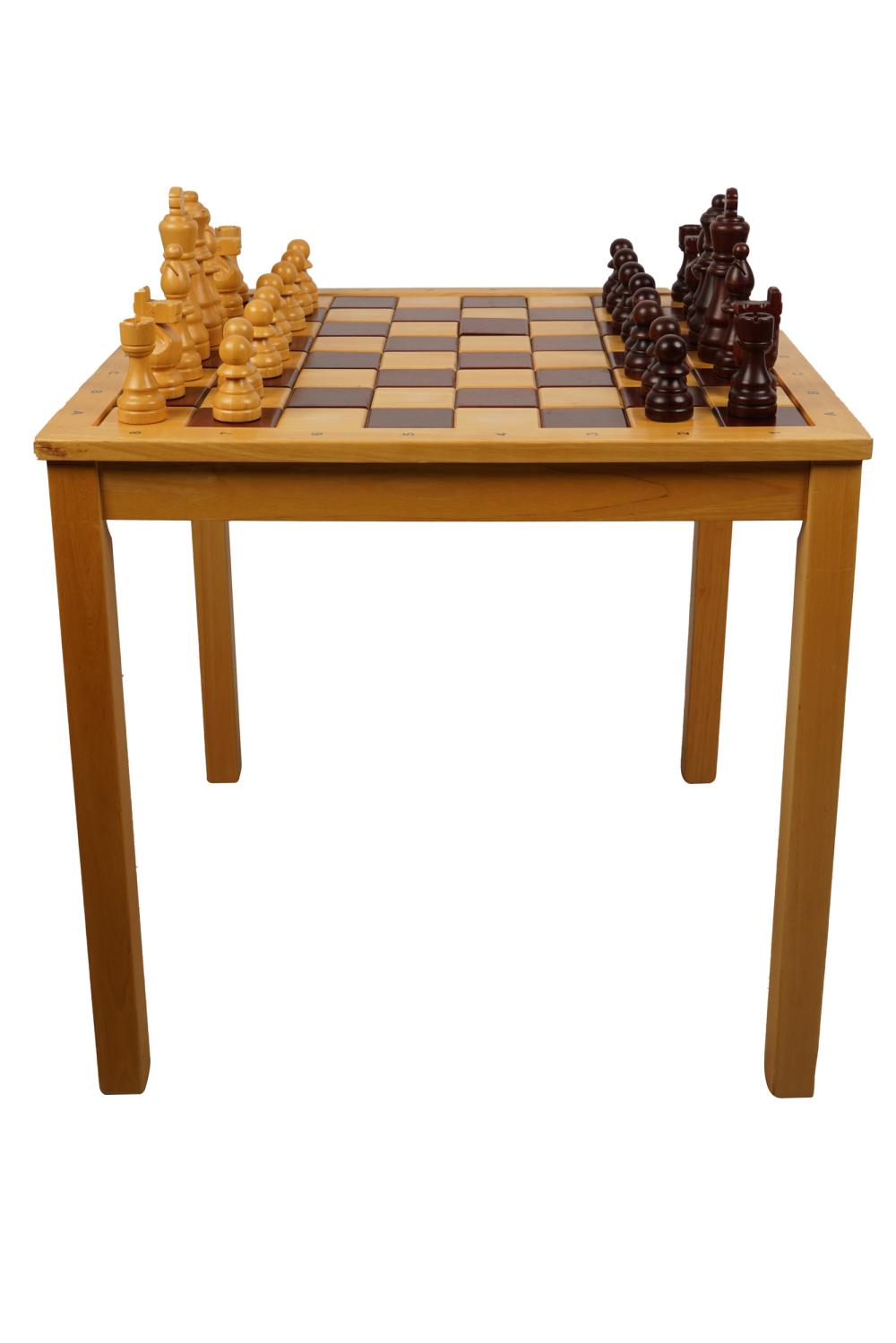 WOOD CHESS TABLE & PIECESmodern,