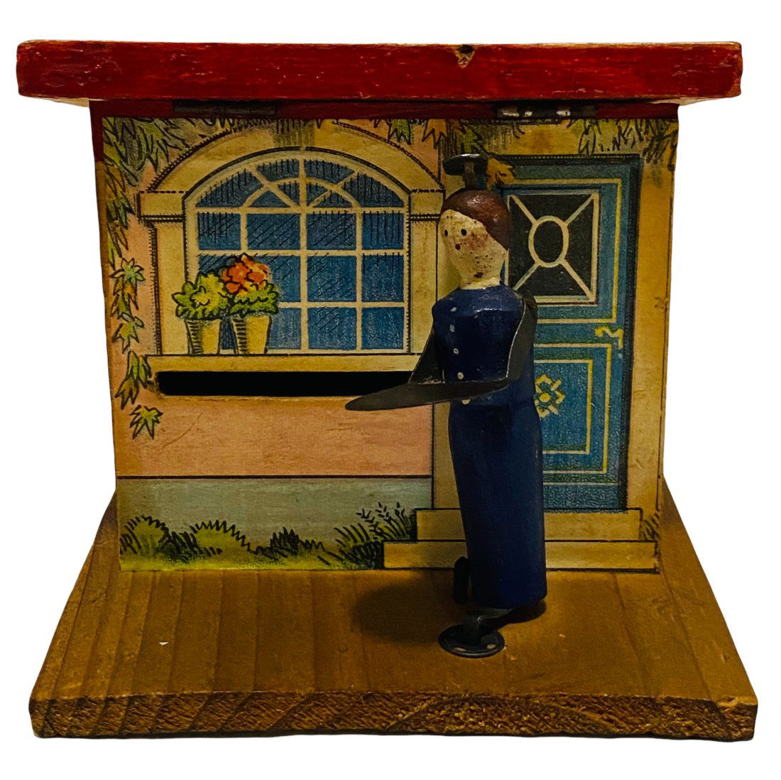 WOOD COTTAGE MECHANICAL BANK - RARE