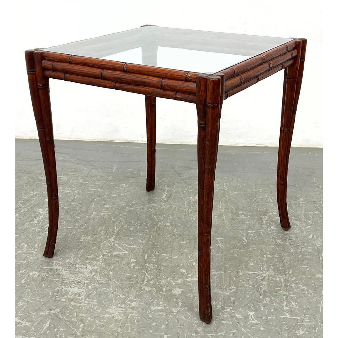 Wood Faux Bamboo Side Table with
