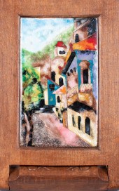 WOOD FRAME ENAMEL PLAQUE OF EU
