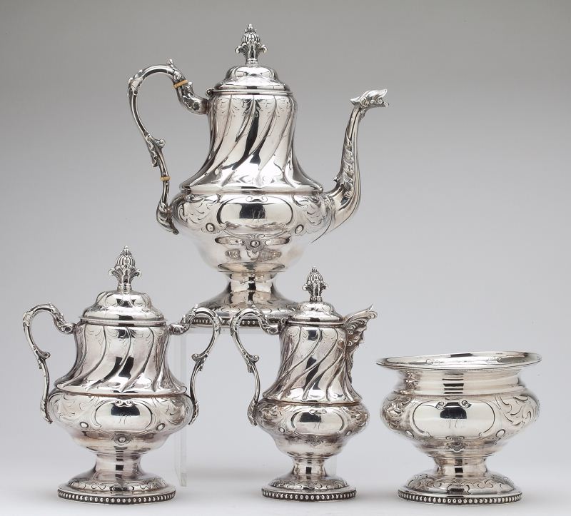 Wood & Hughes Coin Silver Tea