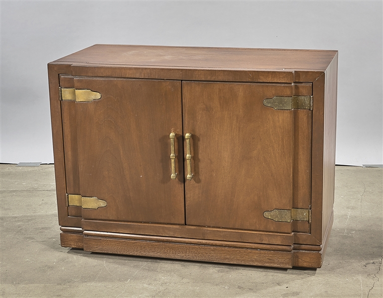 Wood media cabinet with brass
