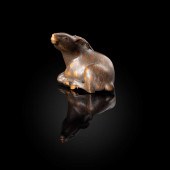 WOOD NETSUKE OF A DEER BY SAKA