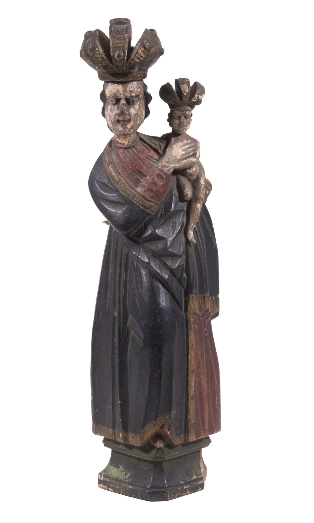 WOOD SCULPTURE OF MADONNA & CHILD